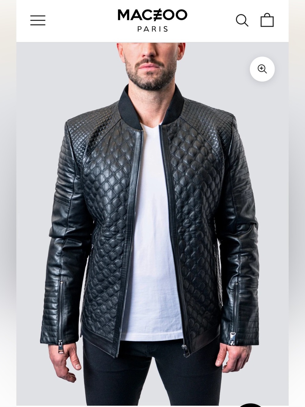 Maceoo Paris Croco Black Leather Jacket NWT Size XXL